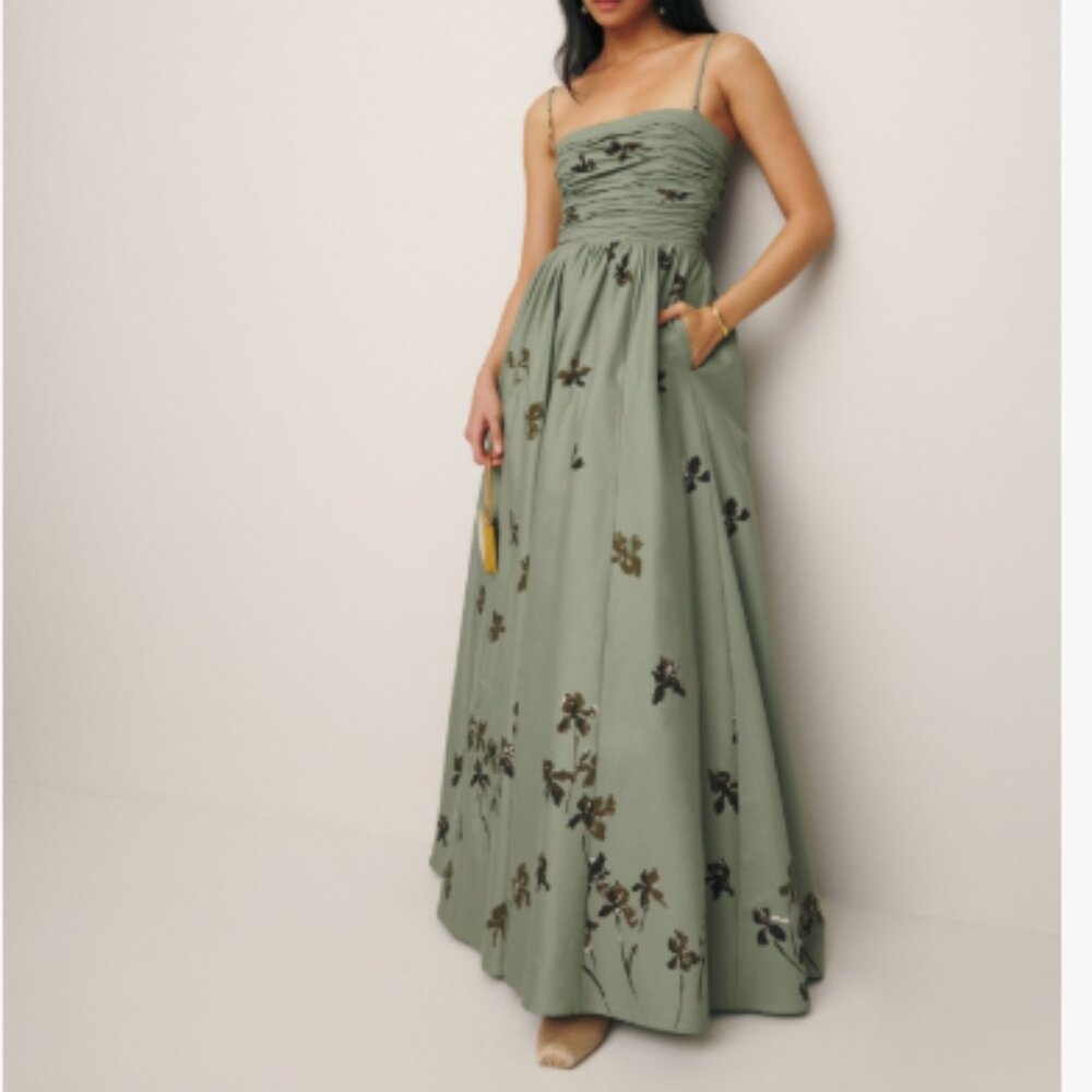 Reformation 	Kastoria Dress Iris Border